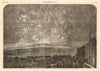 Crimean War Peace Commemoration. Fireworks on Primrose Hill. London 1856 print