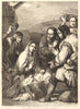 The Adoration - painted by Ribera Spagnoletto. Religious. Fine Arts 1856 print