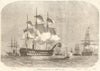Naval reinforcements for the China squadron. Ships 1857 old antique print