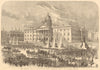 Queen Victoria's procession passing the infirmary, Manchester 1857 old print