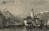 Isola di San Giulio, Lago d'Orta. Italy 1858 old antique vintage print picture