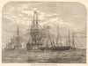 Her Majesty en route for Cherbourg. Manche. Ships 1858 old antique print