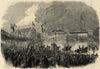 Queen Victoria leaving Leeds railway station for Woodsley House. Yorkshire 1858