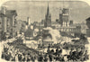 Queen Victoria passing through Clarendon Road, Leeds. Yorkshire 1858 old print