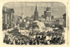 Queen Victoria passing through Clarendon Road, Leeds. Yorkshire 1858 old print