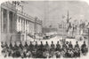 Queen Victoria's visit to Leeds. Leaving the town hall. Yorkshire 1858 print