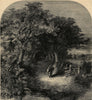Falling leaves. Landscapes 1858 old antique vintage print picture