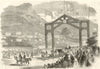 Queen Victoria's Visit to North Wales - Her Majesty entering Bangor 1859 print