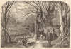 A sharp morning. Hunting. Dogs top hats shotgun 1860 old antique print picture