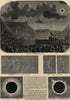 Solar eclipse July 18 Aguilar Spain Baily's beads corona Santander 1860 print