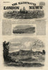 Niagara Falls village: the rapids above the American Falls. Waterfalls 1860