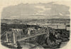 St John, New Brunswick & the suspension bridge. Canada 1860 old antique print