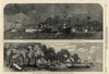 Royal Canada visit. Steamer escort Montreal. Canoes St Lawrence. Quebec 1860