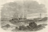Prince of Wales leaving Portland, Maine. Cape Elizabeth Lighthouse 1860 print