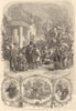 Home for the holidays - drawn by A. Hunt. Families. 1860 old antique print