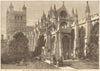 Exeter cathedral from the south-east. Devon. Churches 1861 old antique print