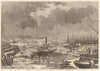 Breaking up of the ice at New York: a view from the East River 1862 old print