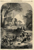 Palm Sunday. Children playing. Picnic. Church 1862 old antique print picture