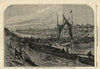 Flood in the Fens: damming the Middle-Level Drain. Norfolk 1862 old print