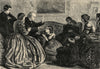Christmas story-telling. Family 1862 old antique vintage print picture