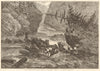 The Canadian lumber trade: clearing a jam - from a sketch by G. H. Andrews 1863