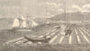 Canadian Lumber trade: A raft on the St. Lawrence. Ships 1863 old print