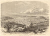 General view of Falmouth from Beacon Hill. Cornwall 1863 old antique print