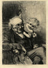 Under the Mistletoe, drawn by G. Thomas. Family 1863 old antique print picture