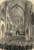 King of Denmark's burial. Funeral service in Roskilde Cathedral 1864 old print