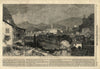 Susa, at the foot of Mont Cenis. Italy 1864 old antique vintage print picture