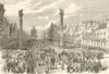 Royal Academy of Antwerp Bicentenary: Procession to the Cathedral 1864 print