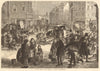 A hard frost in the streets of London 1865 old antique vintage print picture