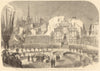 The King of Italy laying the keystone, Piazza del Duomo, at Milan 1865 print