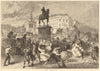 A March wind in Trafalgar Square, London. St Martin-in-the-Fields 1865 print
