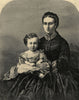 The Princess of Wales with the infant Prince Albert Victor. Royalty 1866 print