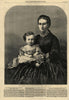 The Princess of Wales with the infant Prince Albert Victor. Royalty 1866 print
