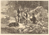The last day of the season for pheasant-shooting. Hunting 1866 old print