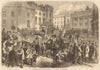 Piccadilly Circus on the morning of The Derby day. London 1866 old print
