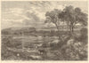 The town of Nottingham, from the Ruddington Hills 1866 old antique print