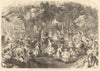 Children's ball in the Pre-Catalan, Bois de Boulogne, Paris 1866 old print