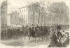 The King & Queen of Belgium inspecting the volunteers at Brussels 1866 print