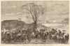 The Oxford & Cambridge University boat-race, from opposite Chiswick. Rowing 1867