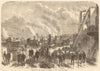 The London Fire Brigade at practice on the Thames Embankment. Trades 1868