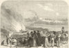 Glorious Revolution: Burning the garrotting scaffold at Madrid. Spain 1868