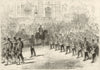 Glorious Revolution: General Prim reviewing the troops at Madrid. Spain 1868