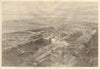 Bird's eye view from the Red Sea of harbour, town & Suez canal. Egypt 1869