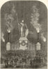 Danish Royal Marriage: huge allegorical statue of Denmark, Rosenborg garden 1869