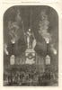 Danish Royal Marriage: huge allegorical statue of Denmark, Rosenborg garden 1869