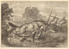 Hunting the gemsbok in South Africa 1870 old antique vintage print picture