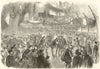 Masquerade Ball at the skating rank, Montreal. Quebec 1870 old antique print